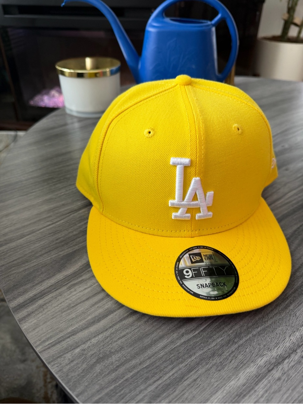 New Era Bright Yellow LA Snapback Hat with White Logo